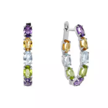 Серебряные серьги с самоцветами