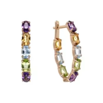 Серебряные серьги с самоцветами