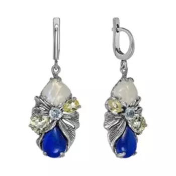 Серебряные серьги с самоцветами