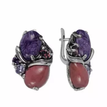 Серебряные серьги с самоцветами