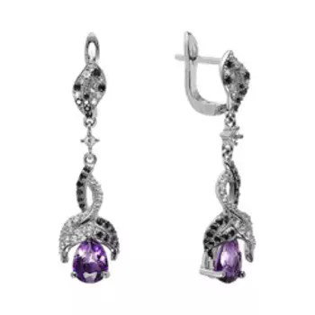 Серебряные серьги с самоцветами