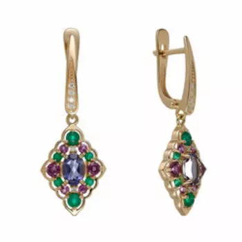 Серебряные серьги с самоцветами