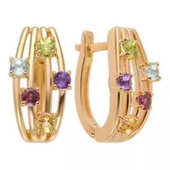 Серебряные серьги с самоцветами