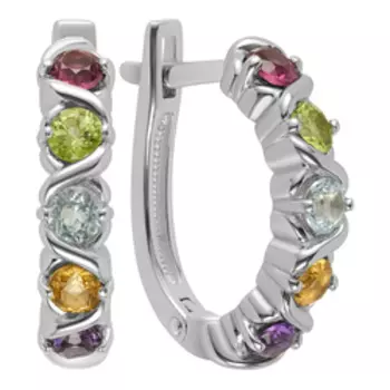 Серебряные серьги с самоцветами