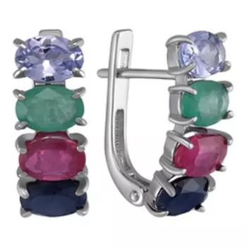 Серебряные серьги с самоцветами