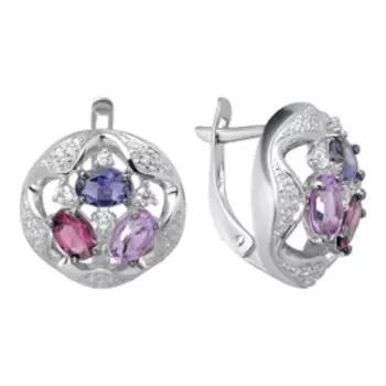 Серебряные серьги с самоцветами