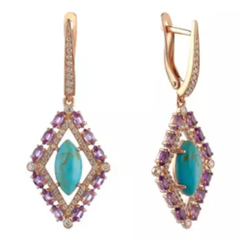 Серебряные серьги с самоцветами