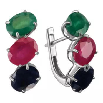 Серебряные серьги с самоцветами