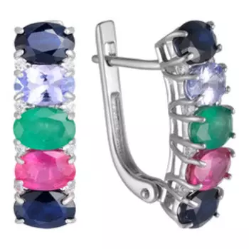 Серебряные серьги с самоцветами