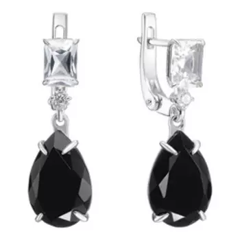 Серебряные серьги с самоцветами