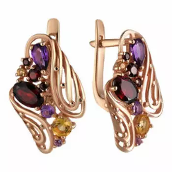 Серебряные серьги с самоцветами