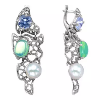 Серебряные серьги с самоцветами