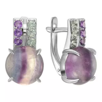 Серебряные серьги с самоцветами