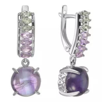 Серебряные серьги с самоцветами