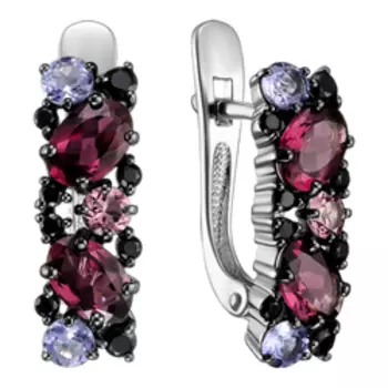 Серебряные серьги с самоцветами