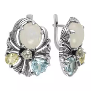 Серебряные серьги с самоцветами