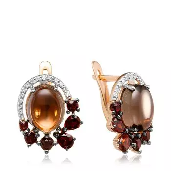 Серебряные серьги с самоцветами