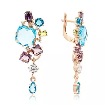 Серебряные серьги с самоцветами