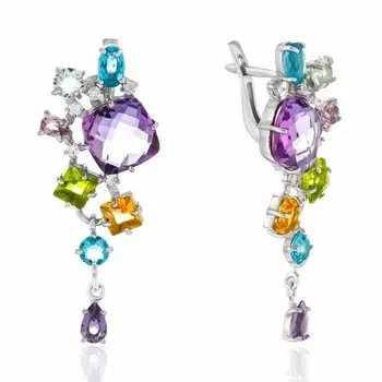 Серебряные серьги с самоцветами