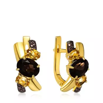 Серебряные серьги с самоцветами