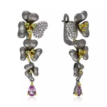 Серебряные серьги с самоцветами