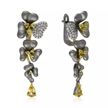 Серебряные серьги с самоцветами