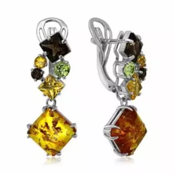 Серебряные серьги с самоцветами