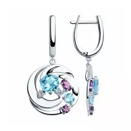 Серьги из серебра с миксом камней