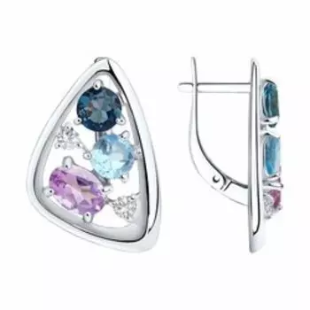 Серебряные серьги с самоцветами