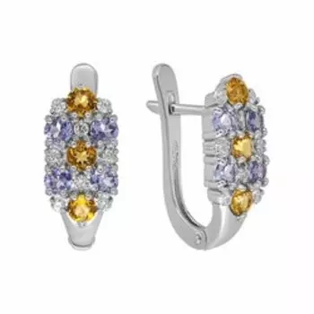 Серебряные серьги с самоцветами