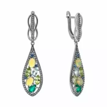 Серебряные серьги с самоцветами