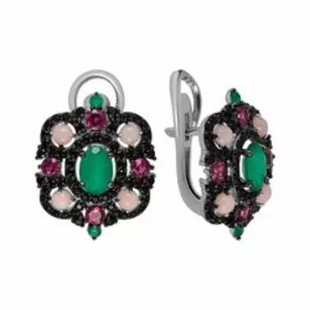 Серебряные серьги с самоцветами