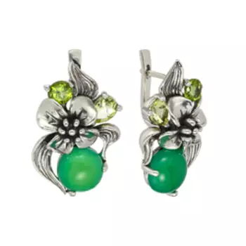 Серебряные серьги с самоцветами