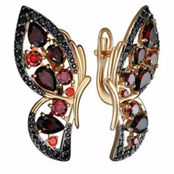 Серебряные серьги с самоцветами "Бабочки"