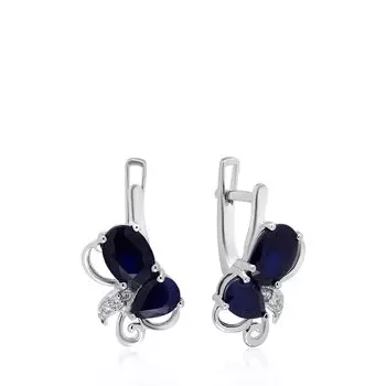 Серебряные серьги с сапфирами