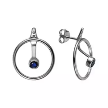 Серебряные серьги с сапфирами 2 в 1