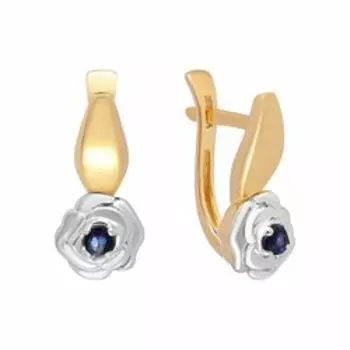 Серебряные серьги с сапфирами "Цветы"