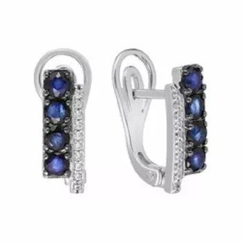 Серебряные серьги с сапфирами и фианитами
