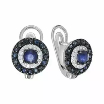 Серебряные серьги с сапфирами и фианитами