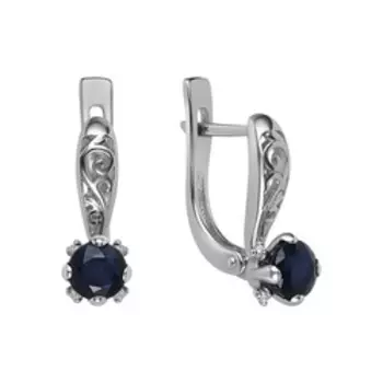 Серебряные серьги с сапфирами и фианитами