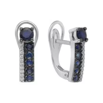 Серебряные серьги с сапфирами и фианитами