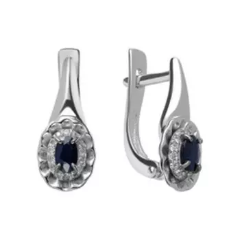Серебряные серьги с сапфирами и фианитами
