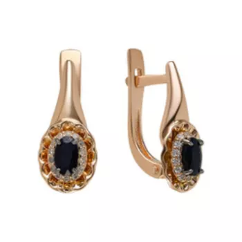 Серебряные серьги с сапфирами и фианитами