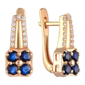 Серебряные серьги с сапфирами и фианитами