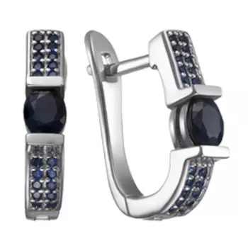 Серебряные серьги с сапфирами и фианитами