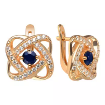 Серебряные серьги с сапфирами и фианитами