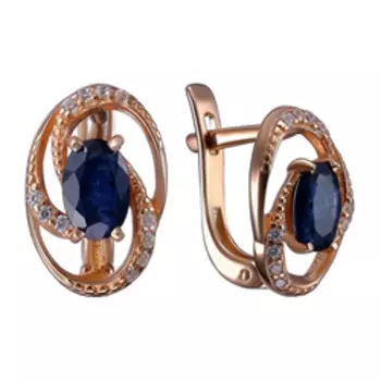 Серебряные серьги с сапфирами и фианитами