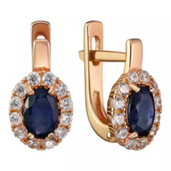 Серебряные серьги с сапфирами и фианитами