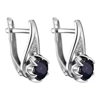 Серебряные серьги с сапфирами и фианитами