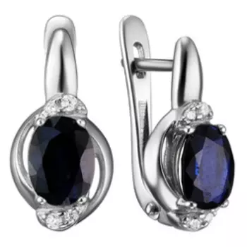 Серебряные серьги с сапфирами и фианитами